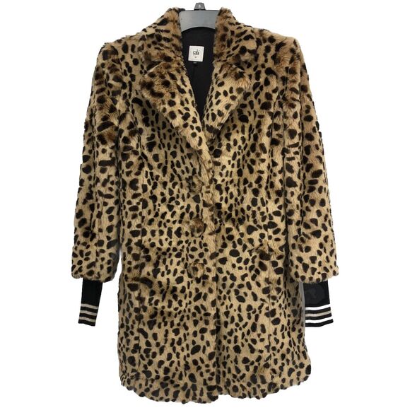 Cabi Josephine Coat XS Faux Fur Leopard Print Removable Cuffs Style 3727 - Picture 2 of 12
